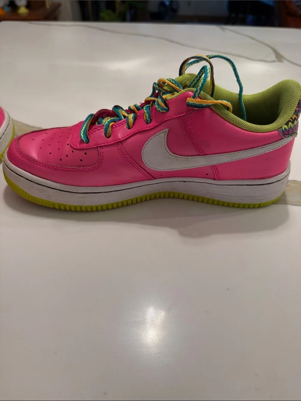 Nike AirForce 1 LV8 Low Pinky Blast Volt. Youth size 5.5/Women’s size 7.5.